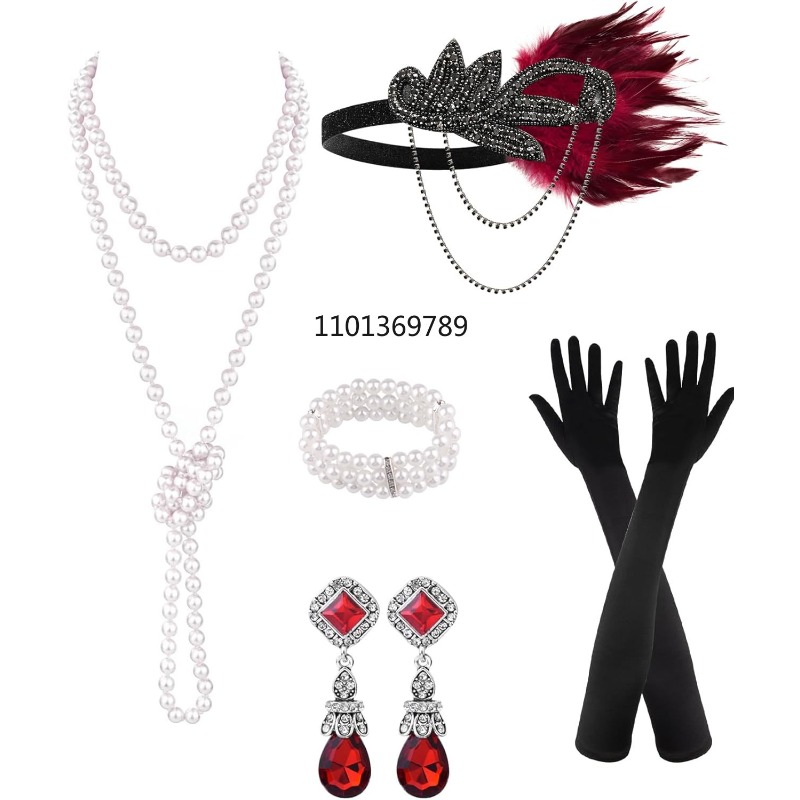 Women'S Fashion Roaring 20S - 6 ชิ้น ชุดเครื่องประดับสไตล์แฟลปเปอร์ยุค 1920 สำหรับผู้หญิง, ชุดแฟลปเปอร์สไตล์เกรท
