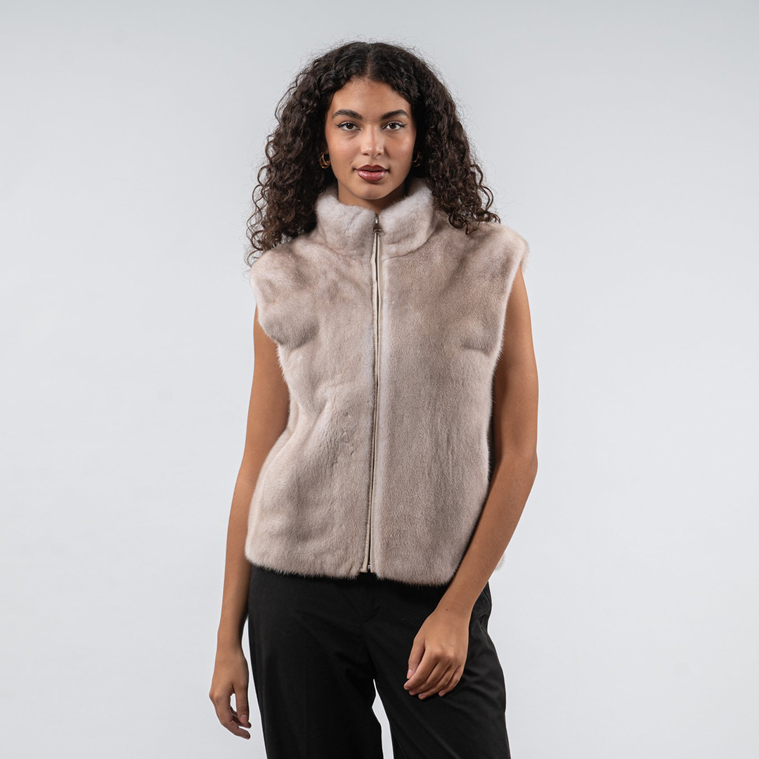 Women'S Fashion Gilet - Laur 2026 เสื้อกั๊กขนเฟอร์เทียมคอสูงสำหรับผู้หญิง แบบซิป ไม่มีแขน เนื้อผ้านุ่ม