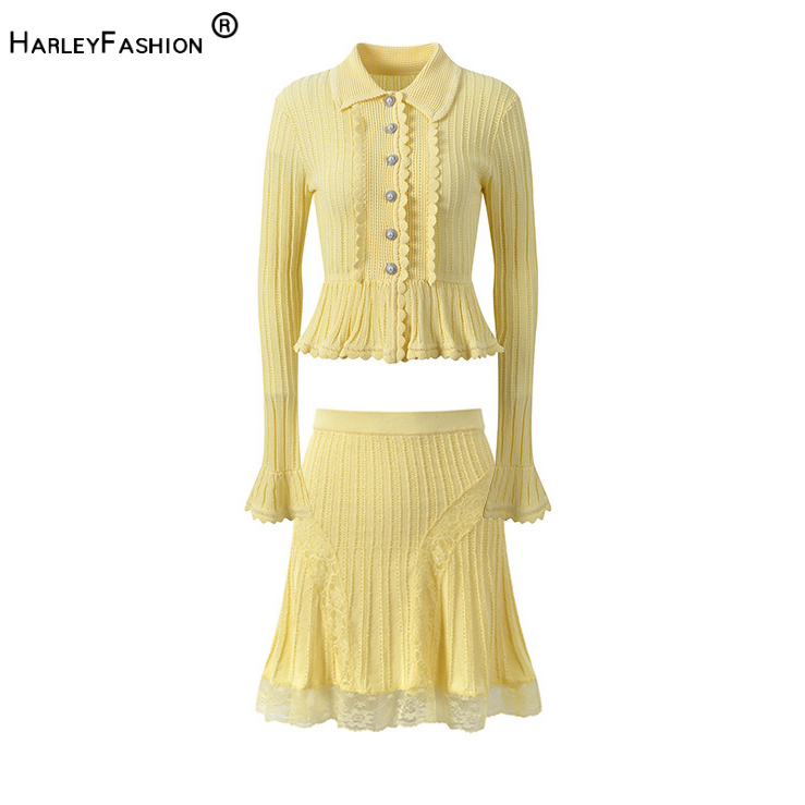 Longline Cardigan Knit - ชุดสูทผู้หญิงแบบแข็งแรงทนทาน ปี 2026 ปกคอเสื้อแบบพับได้ แขนยาวทรงบาน เสื้อคลุมกระดุมแถวเดียว