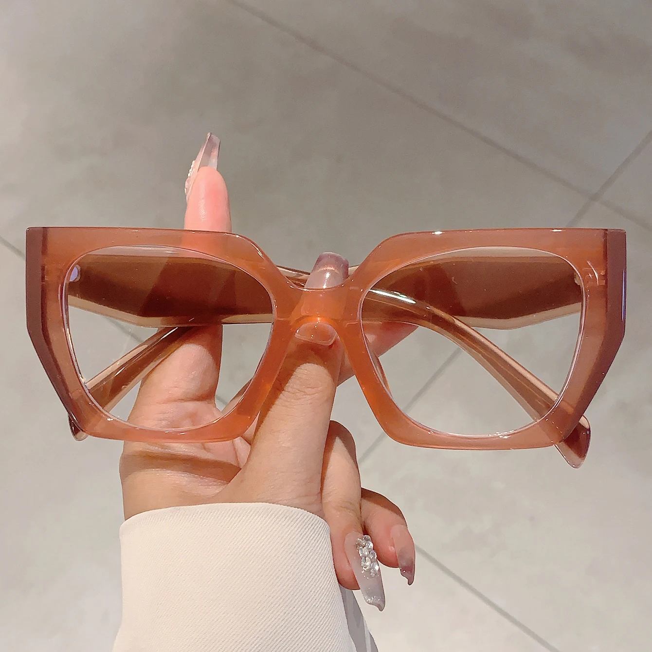 Women'S Fashion Glasses Non Prescription - GM LUMIAS ขนาดใหญ่ผู้หญิงแว่นตาแฟชั่น Vintage ไม่สม่ําเสมอ Rim