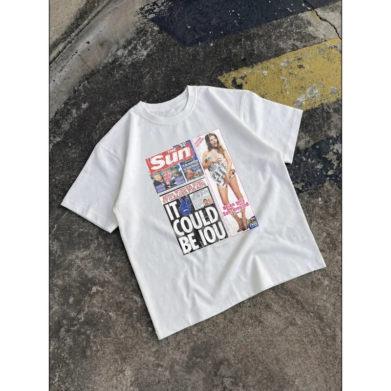 Women'S Fashion Magazine - เสื้อยืดวินเทจลายหนังสือพิมพ์สำหรับผู้หญิง พิมพ์ลายกราฟิกพร้อมสโลแกนจากนิตยสาร แขนสั้น ทรงหลวม สไตล์ฮิปฮอป สตรีท