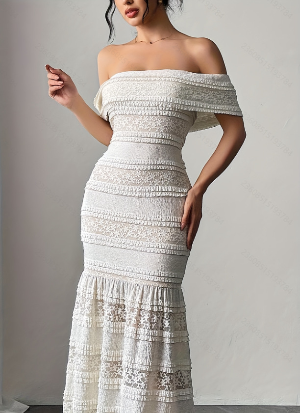 Women Fashion Dress Names - แฟชั่นฤดูใบไม้ร่วงสไตล์ยุโรป ชุดเดรสลูกไม้ไหล่เดียว ดีไซน์หรูหรา ทันสมัย เหมาะสำหรับผู้หญิง ใส่ได้หลากหลายโอกาส