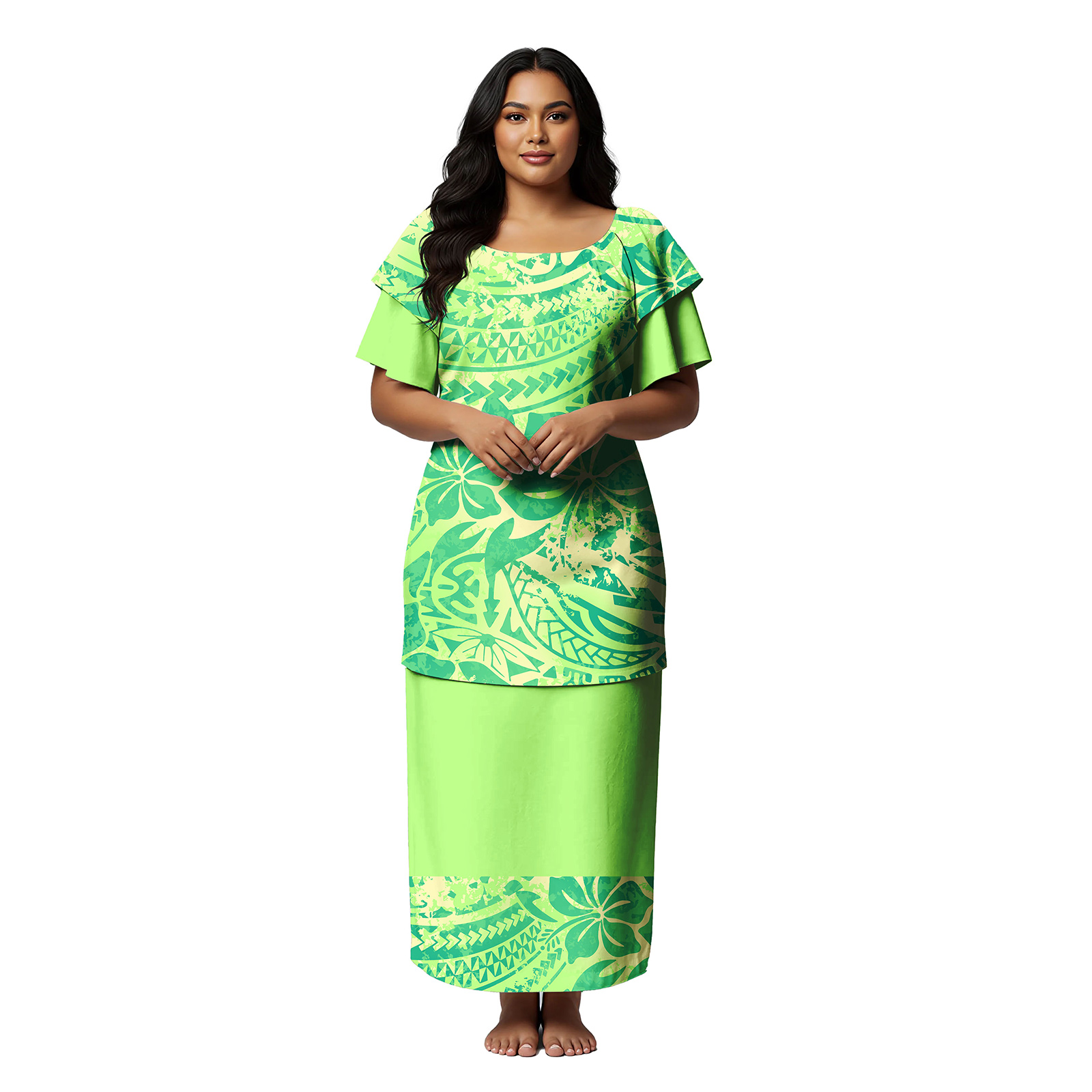Women'S Fashion Dresses Images - ชุดลำลองสบายๆ ลายชนเผ่าคลาสสิก ชุดเดรสโอเวอร์ไซส์สไตล์อโลฮา แฟชั่นโพลินีเซียน กระโปรงปูเลตาซี ผู้หญิง