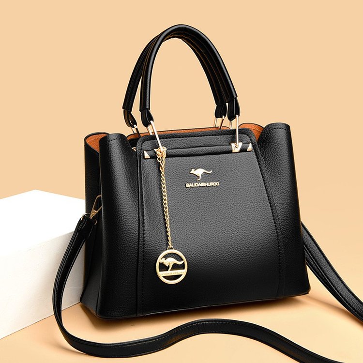 Women Fashion Brand Logo - กระเป๋าถือหนังผู้หญิงดีไซน์หรู 3 ชั้น สะพายไหล่/สะพายข้าง ความจุขนาดใหญ่ แบรนด์ดัง