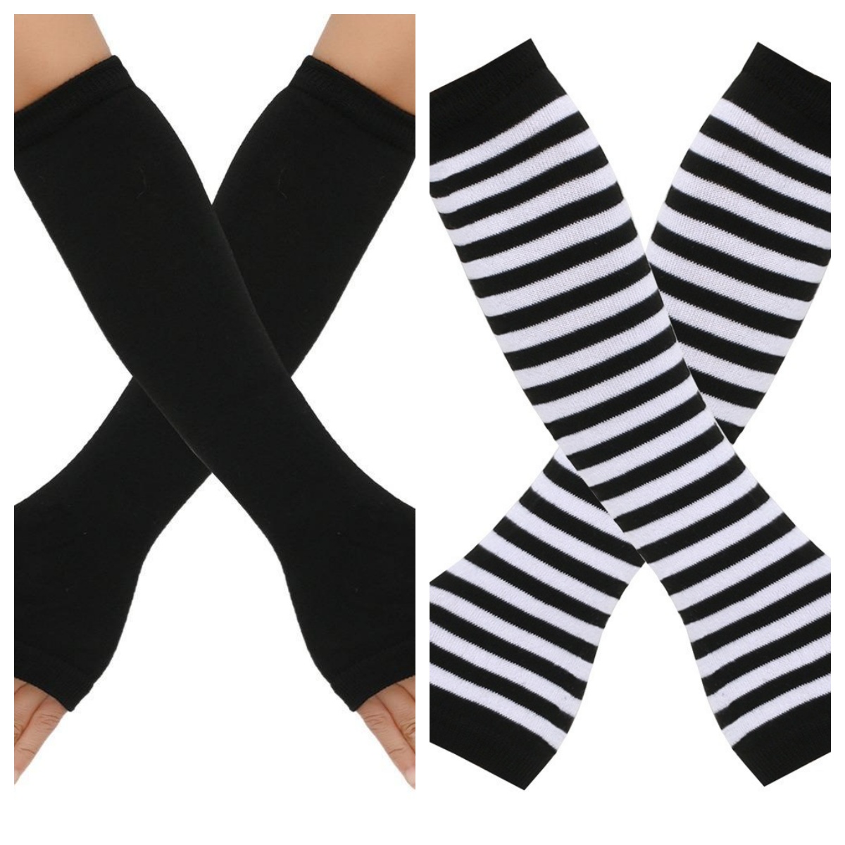 Women Fashion Gloves - ถุงมือถักยาวแบบไม่มีนิ้ว 2 คู่ สำหรับให้ความอบอุ่น ถุงมือยาวถึงข้อศอก ของขวัญคริสต์มาส