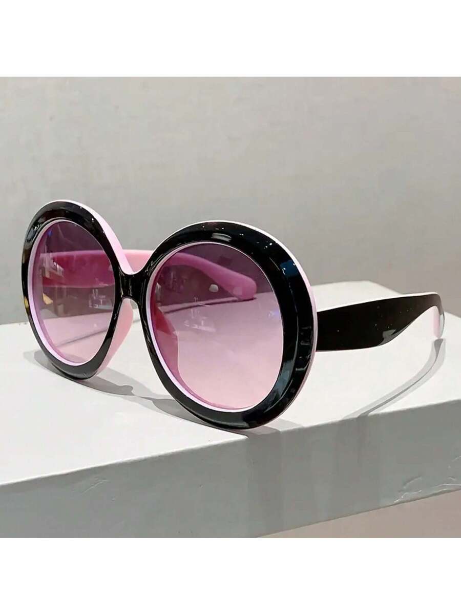Women'S Fashion Glasses Non Prescription - แว่นตากรอบกลมขนาดใหญ่สำหรับผู้หญิง - กรอบสีดำ ไม่มีค่าสายตา เหมาะสำหรับตกแต่ง ใช้ได้ทุกวันและในโอกาสพิเศษ