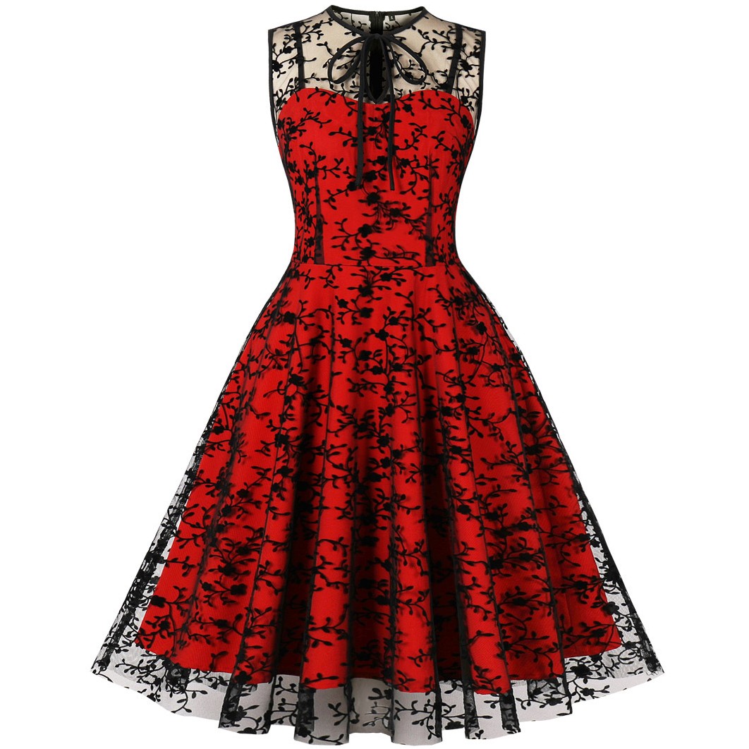 Women'S Fashion Of The 50S - ชุดเดรสยาวย้อนยุค2023วินเทจสำหรับผู้หญิง50S 60S ชุดเดรสผู้หญิงพริ้วไหวผ้าโปร่งสไตล์วินเทจสำหรับฤดูร้อน