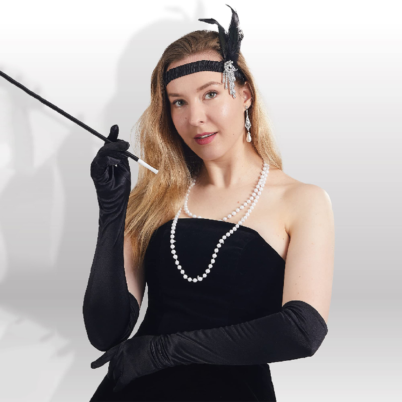 Women'S Fashion In The 1920S - ผู้หญิงชุดราตรีถุงมือยาว Opera Party ถุงมือสําหรับผู้หญิง 1920s ถุงมือซาตินเครื่องแต่งกายข้อศอกความยาวชุดเจ้าสาว