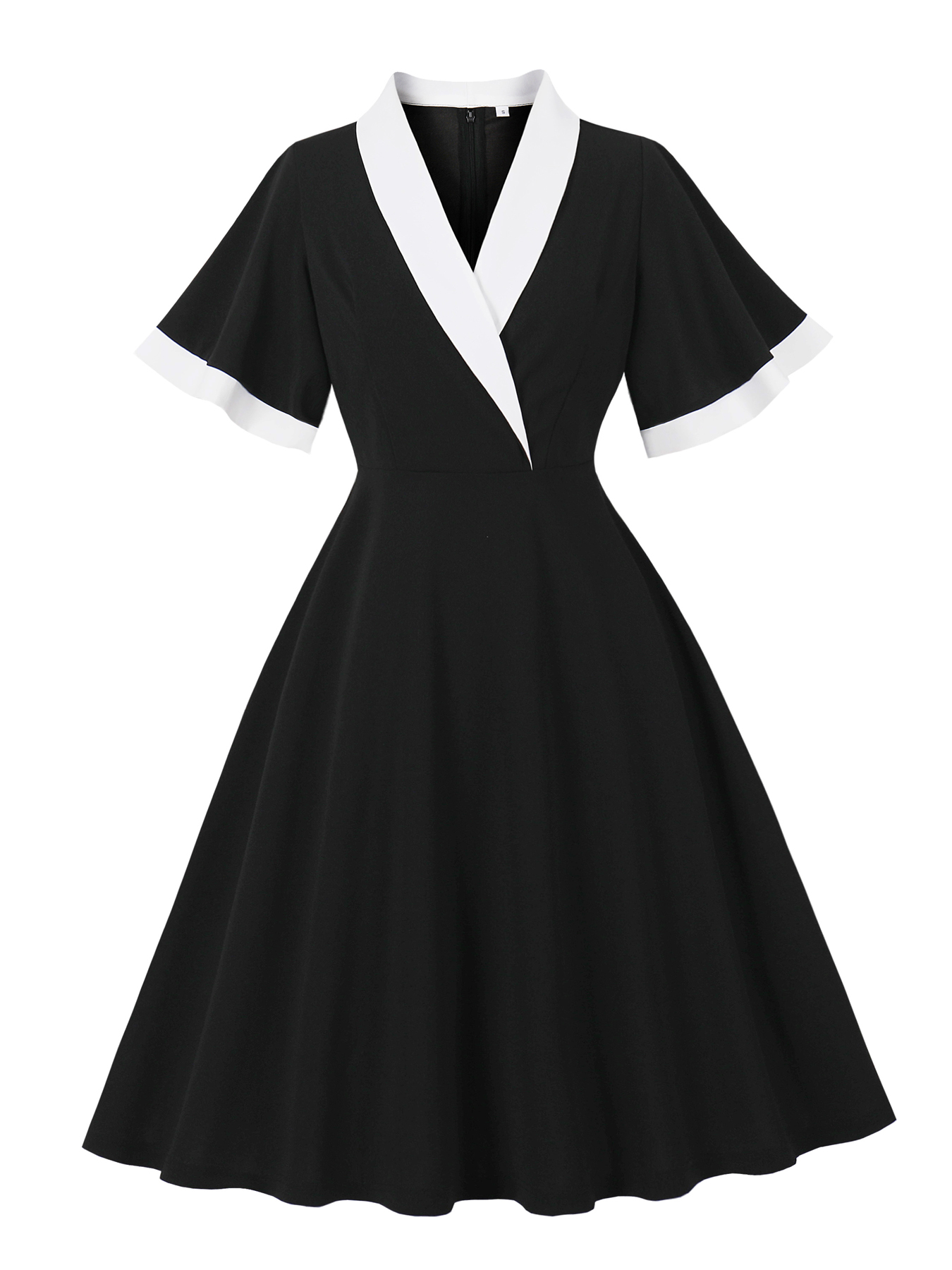 ชุดเดรสสีดำแขนบานพร้อมปกคอเสื้ - Women'S Fashion Of The 50S บทวิจารณ์และราคา