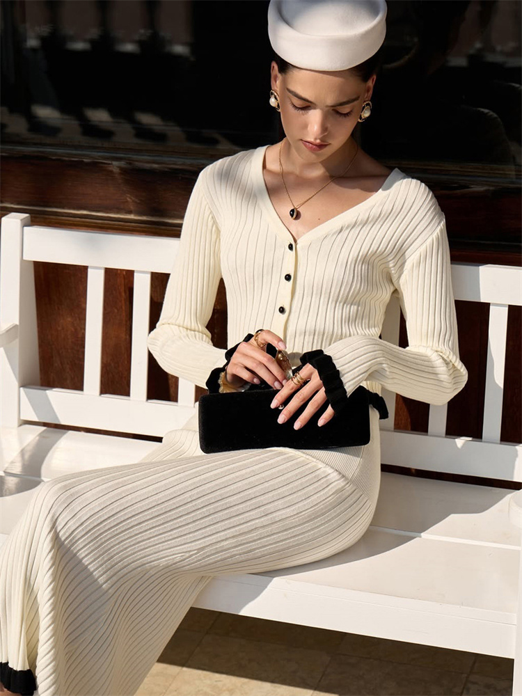 ชุดเซ็ต 2 ชิ้น เสื้อถักคอวีลาย - Longline Cardigan Knit บทวิจารณ์และราคา