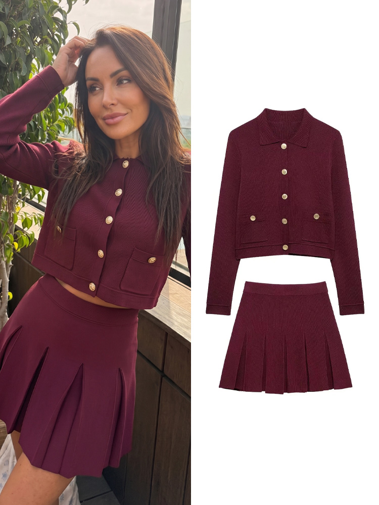 ชุดเซ็ตกระโปรงสีแดงถักนิตติ้งส - Longline Cardigan Knit บทวิจารณ์และราคา