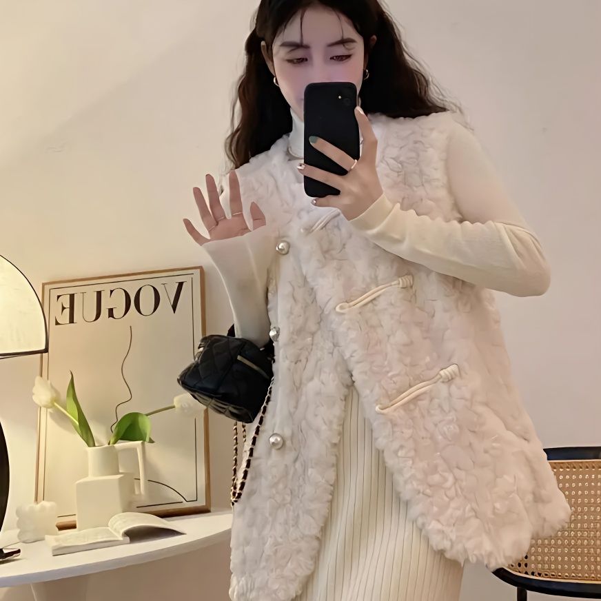 เสื้อกั๊กผู้หญิง ขนแกะสีขาว สำ - Women'S Fashion Gilet บทวิจารณ์และราคา