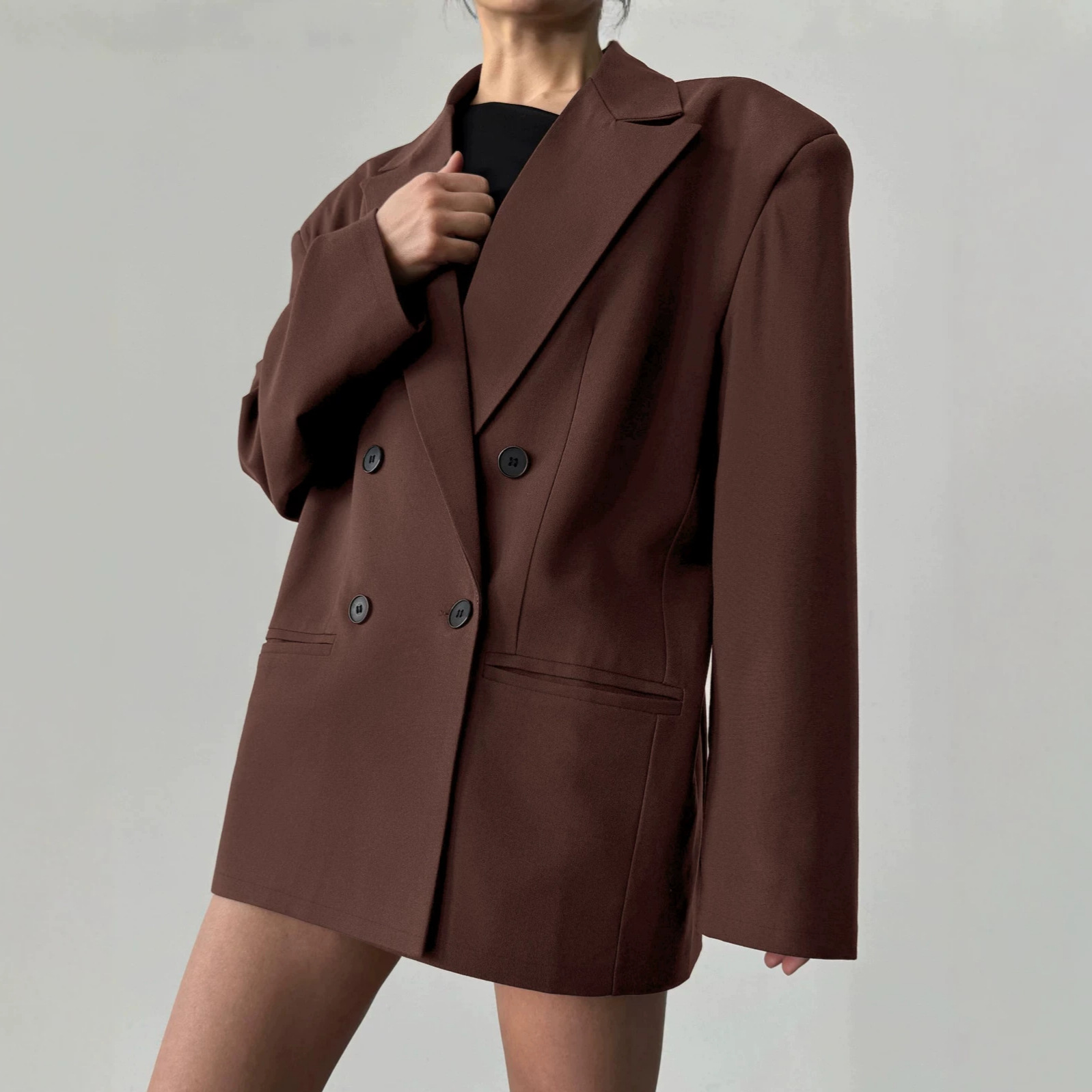 เสื้อโค้ทแฟชั่นฤดูใบไม้ผลิ-ฤดู - Blazer Women Oversized บทวิจารณ์และราคา