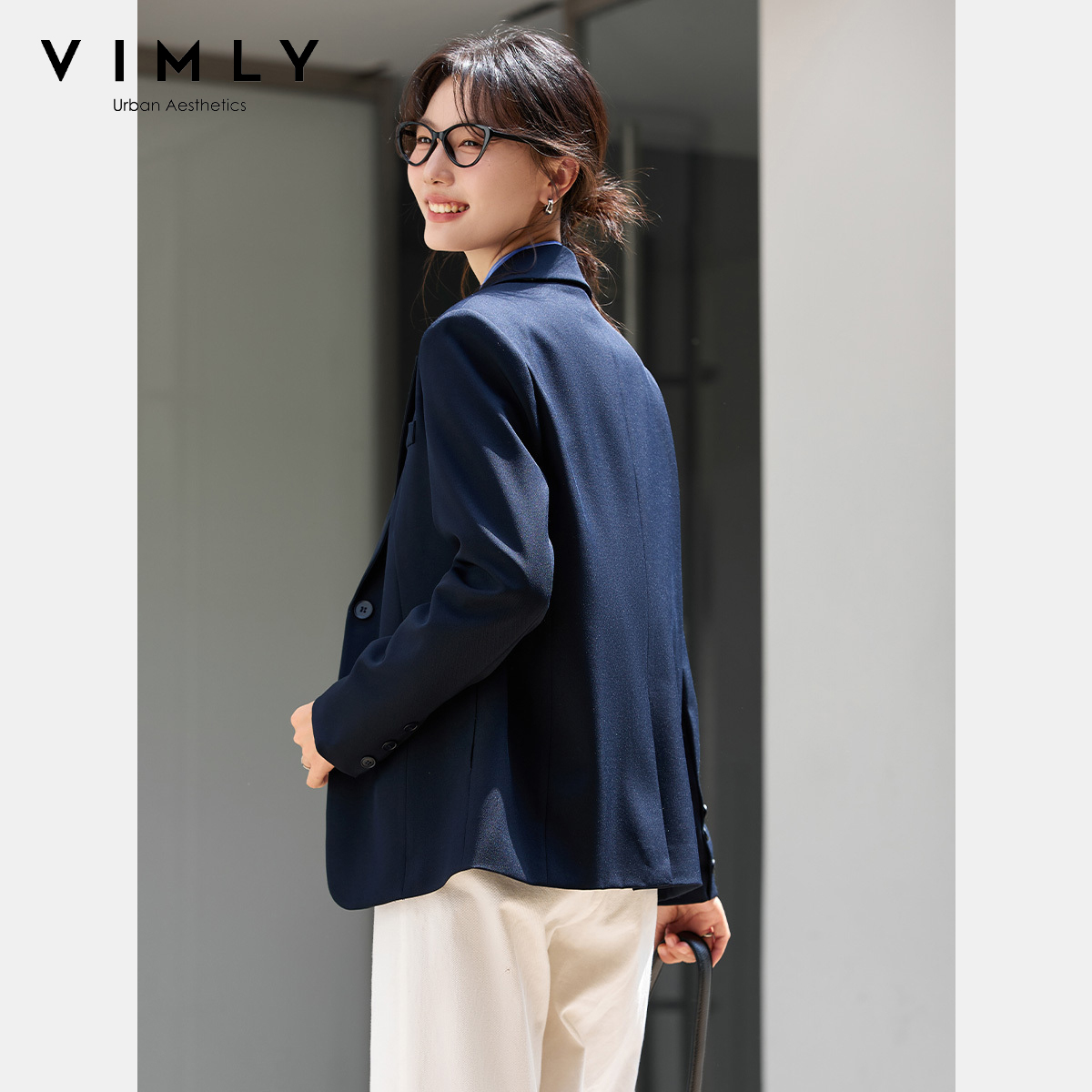 VIMLY เสื้อแจ็คเก็ตสีน้ำเงินกร - Blazer Women Oversized บทวิจารณ์และราคา