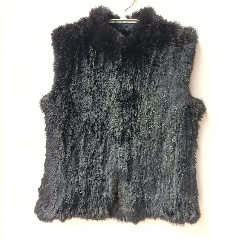 เสื้อกั๊กขนกระต่ายแท้ถักสีดำสำ - Women'S Fashion Gilet บทวิจารณ์และราคา