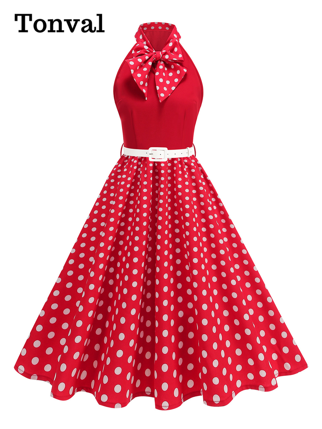 ชุดเดรสทรงโบว์คอ halter ลายจุด - Women'S Fashion Of The 50S บทวิจารณ์และราคา