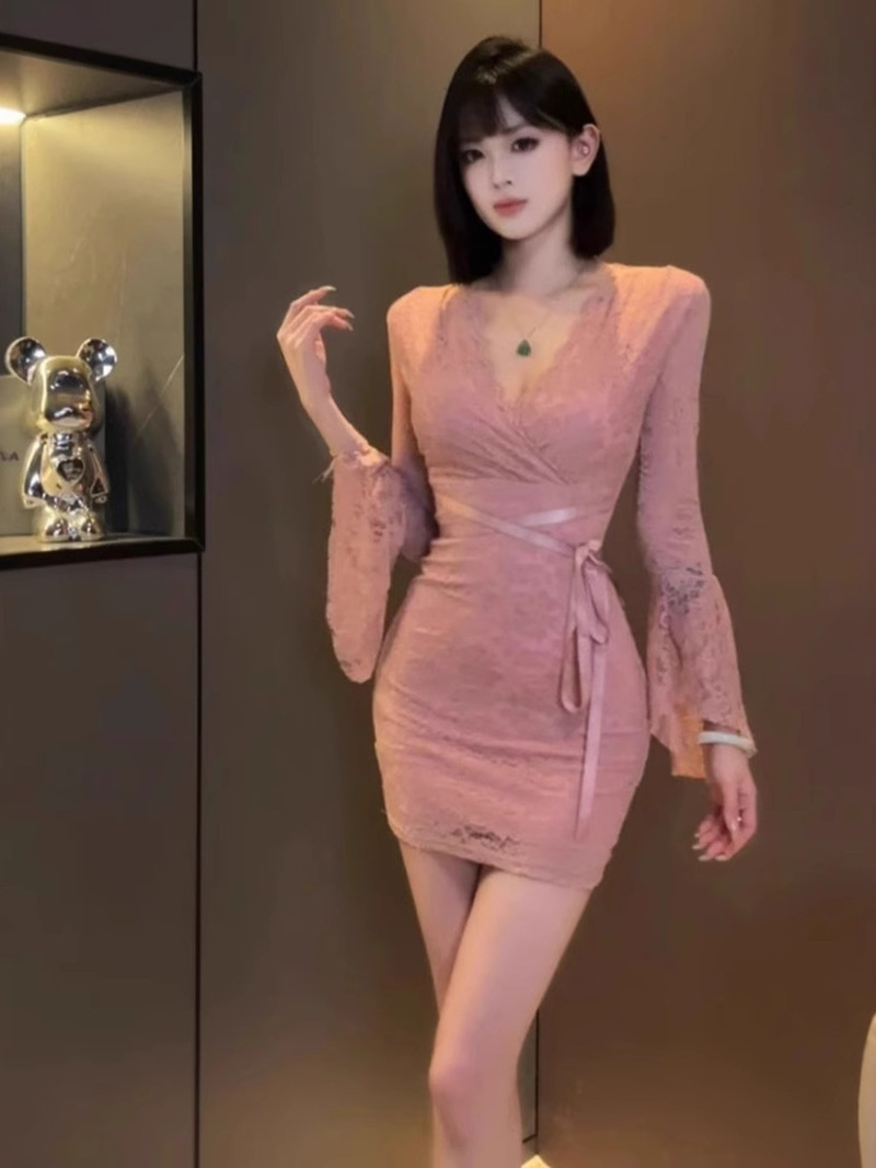 เซ็กซี่ลูกไม้แขนกระดิ่งชุดผู้ห - Women Fashion Dress Names บทวิจารณ์และราคา